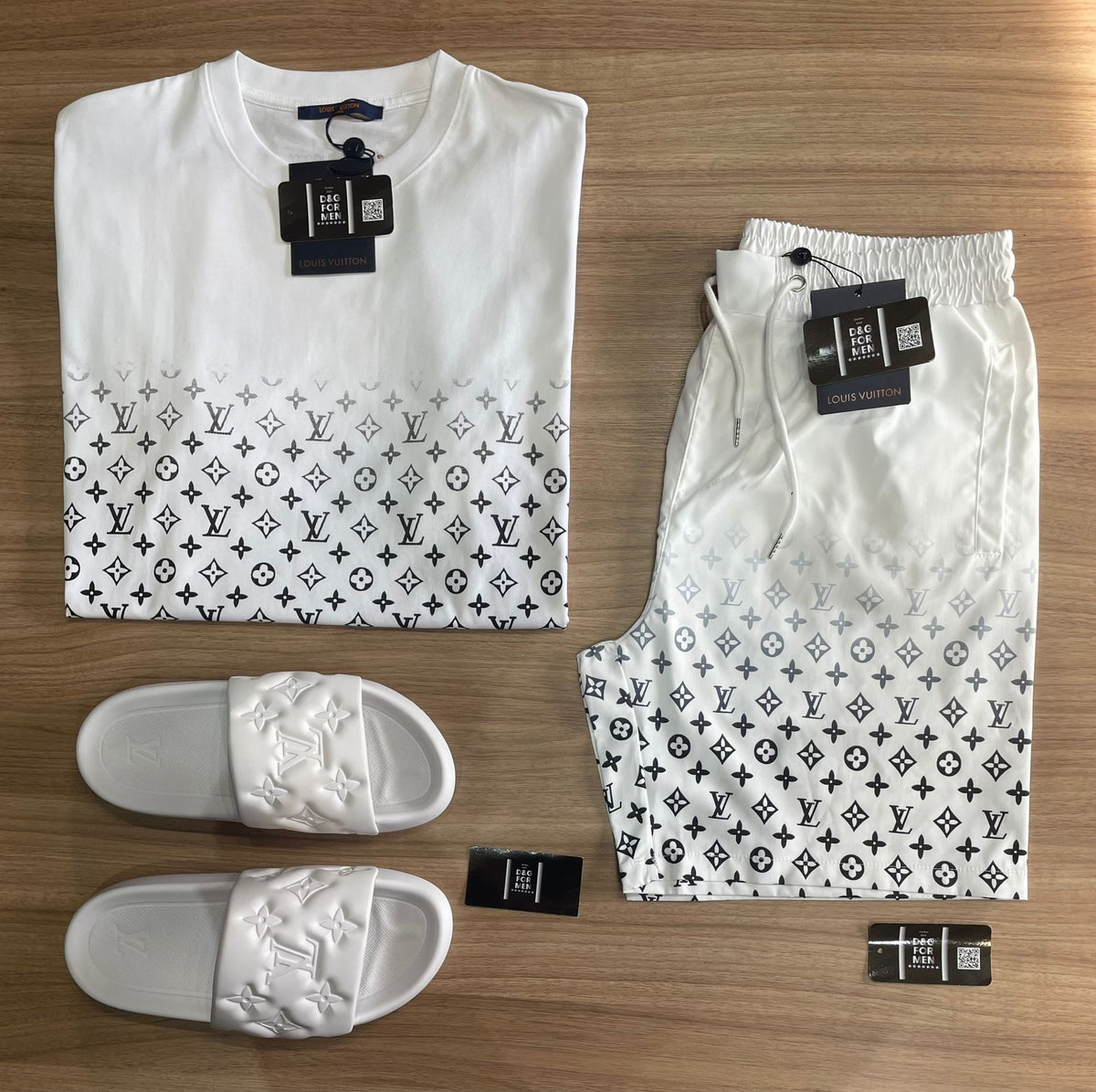 Conjunto LV White Star (Promoção Esquenta Black Friday) [CAMISA + BERMUDA + CHINELO]