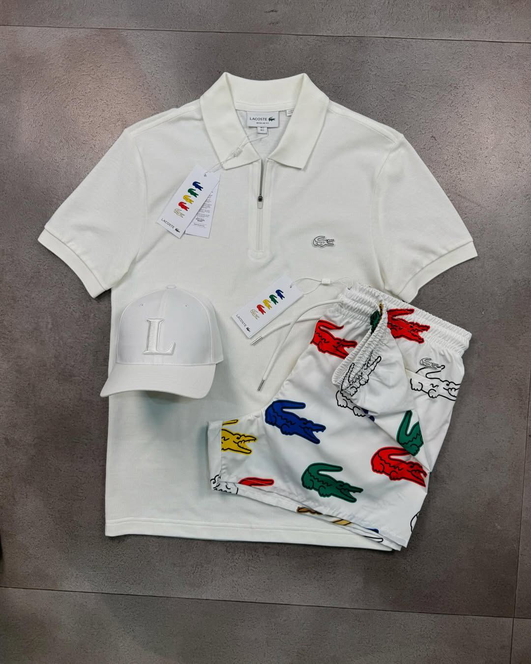 CONJUNTO DA  LACOSTE  ( CAMISA+SHORT+CHINELO) PROMOÇÃO DE VERÃO