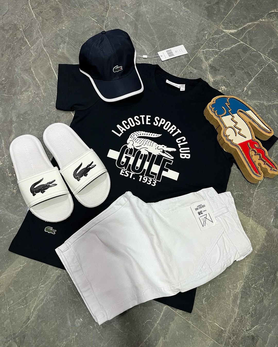 CONJUNTO DA  LACOSTE  ( CAMISA+SHORT+CHINELO) PROMOÇÃO DE VERÃO